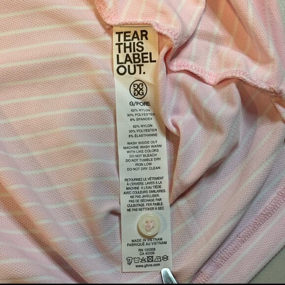 G/Fore Pink Perforated Striped Performance Tech Modern Golf Polo Shirt Men's 2XL - Picture 5 of 8